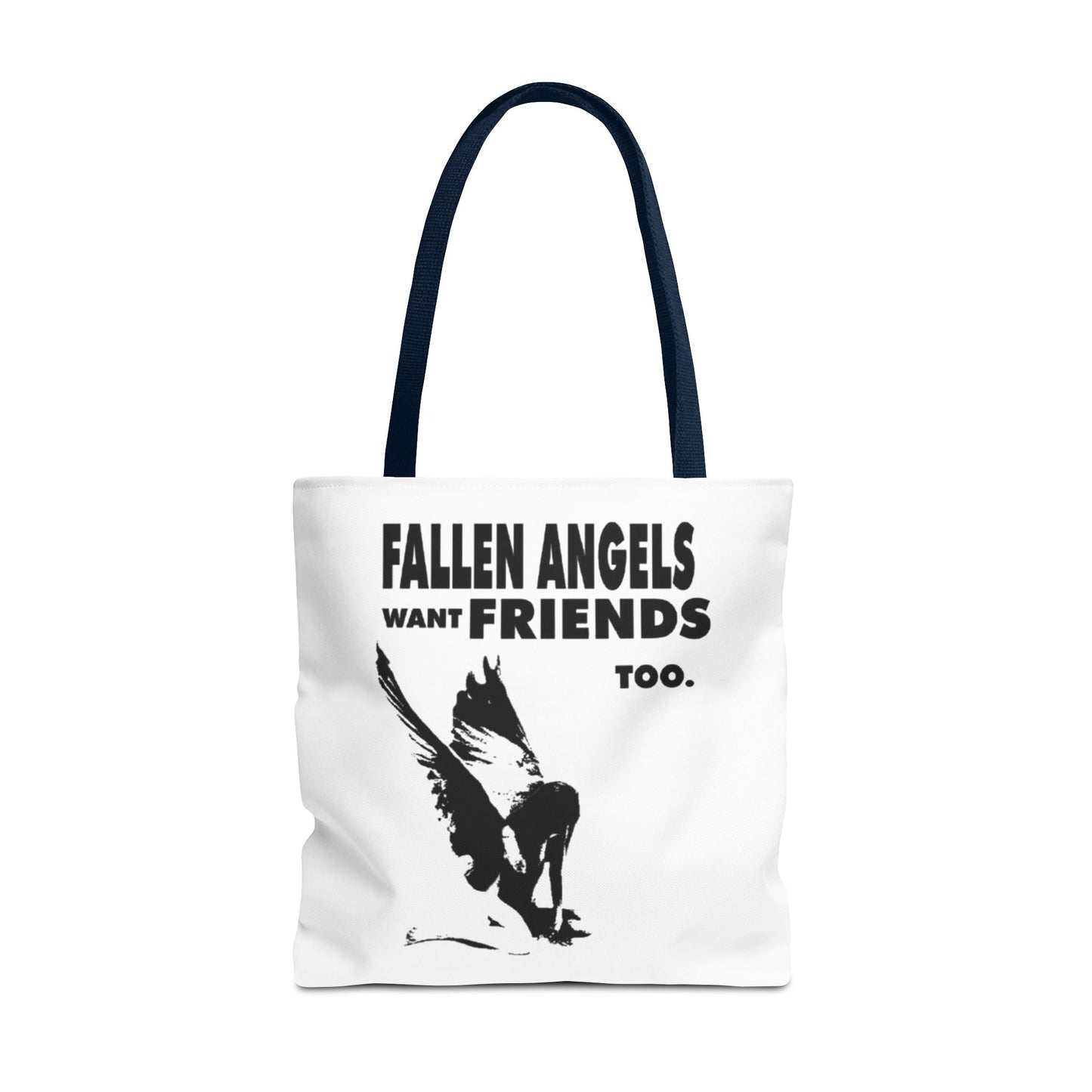 Stylish AOP Tote Bag - Unique Bird Design, Fallen Angels Quote, Perfect Gift for Nature Lovers, Trendy Shopping Bag