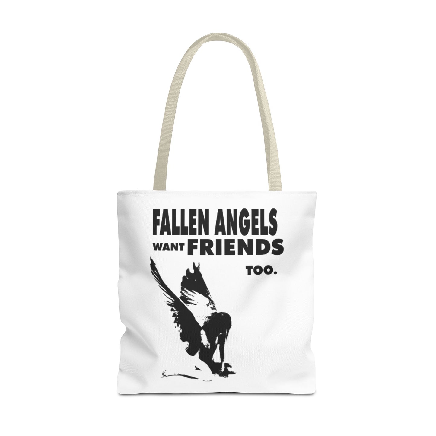 Stylish AOP Tote Bag - Unique Bird Design, Fallen Angels Quote, Perfect Gift for Nature Lovers, Trendy Shopping Bag