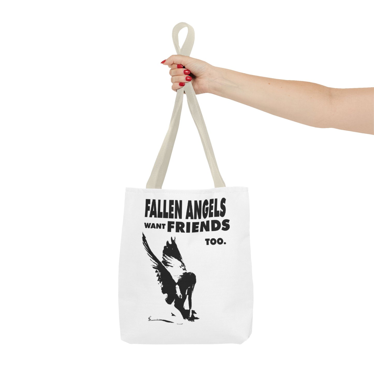 Stylish AOP Tote Bag - Unique Bird Design, Fallen Angels Quote, Perfect Gift for Nature Lovers, Trendy Shopping Bag