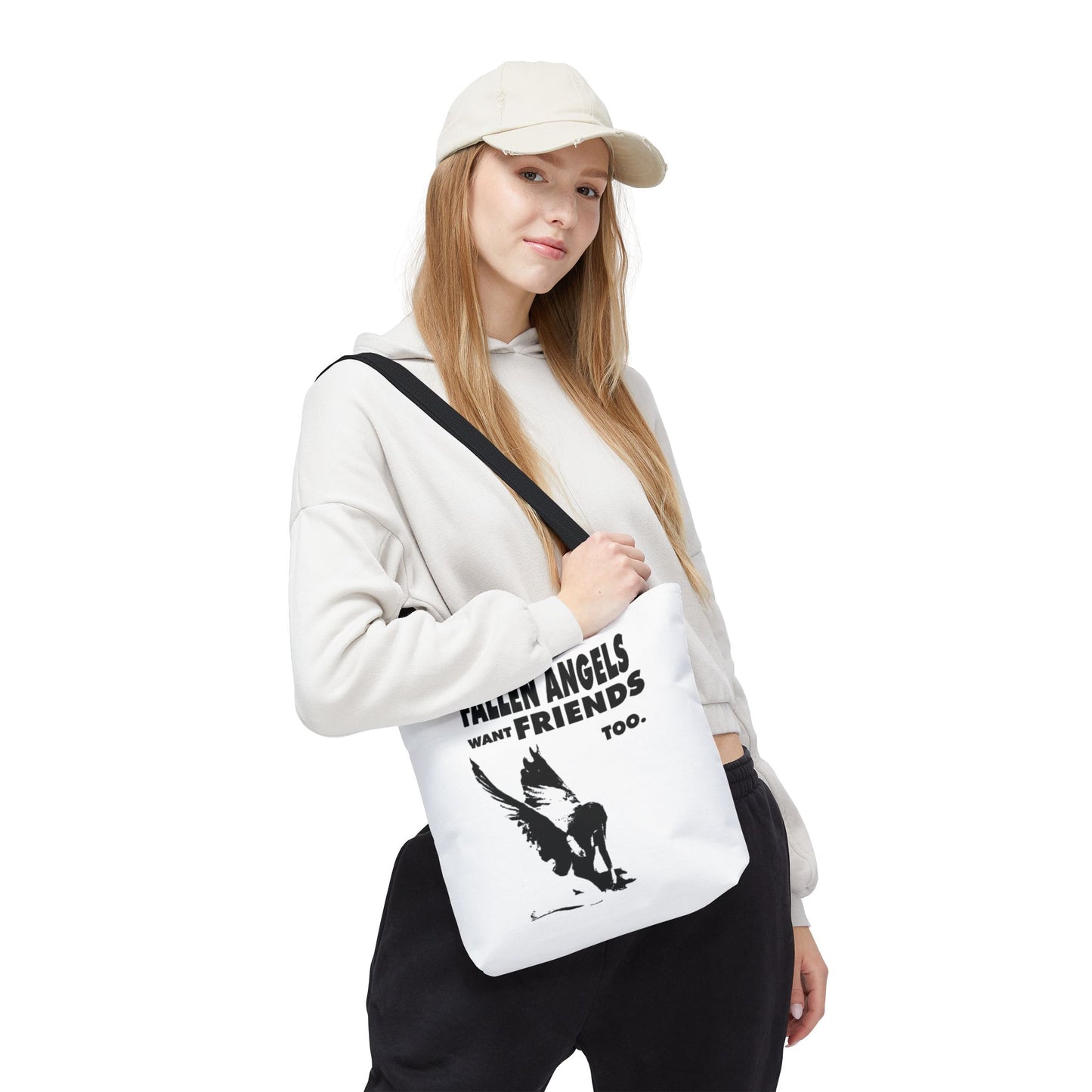 Stylish AOP Tote Bag - Unique Bird Design, Fallen Angels Quote, Perfect Gift for Nature Lovers, Trendy Shopping Bag