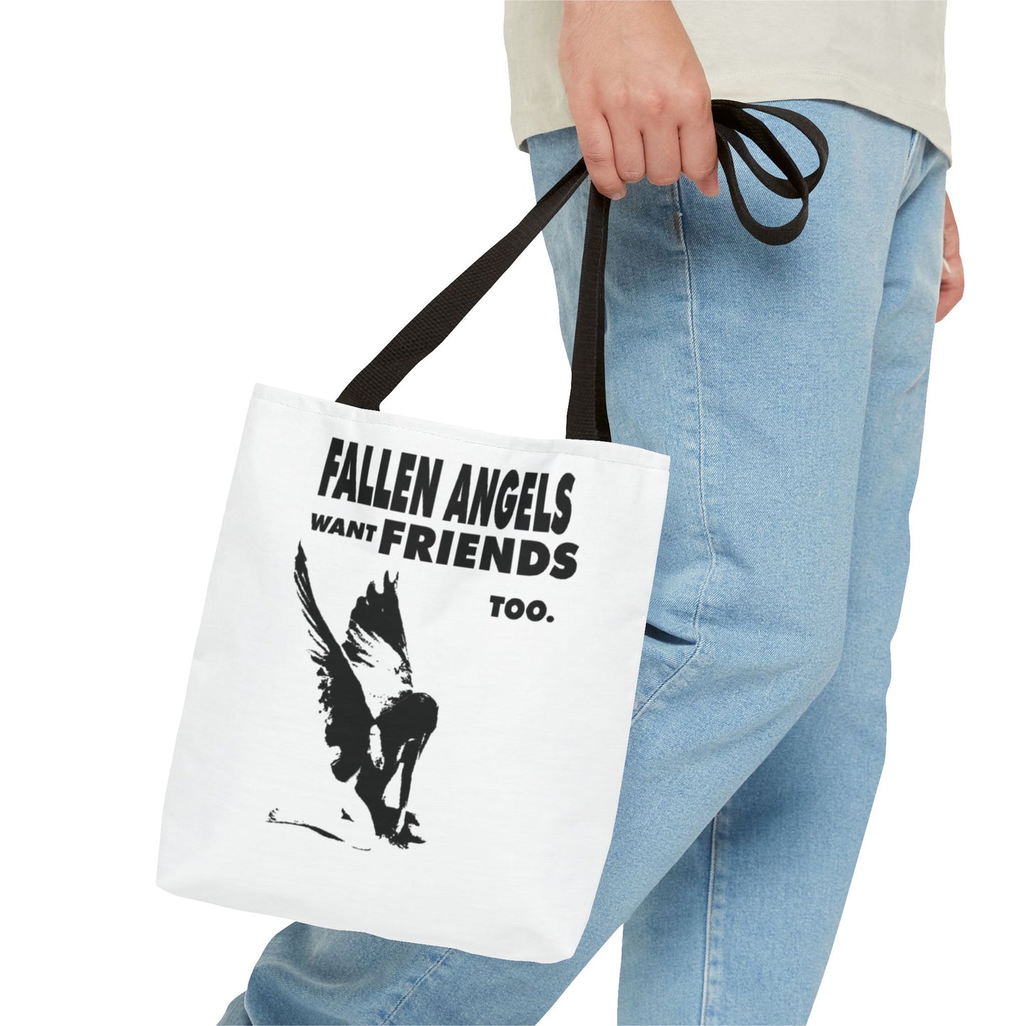 Stylish AOP Tote Bag - Unique Bird Design, Fallen Angels Quote, Perfect Gift for Nature Lovers, Trendy Shopping Bag