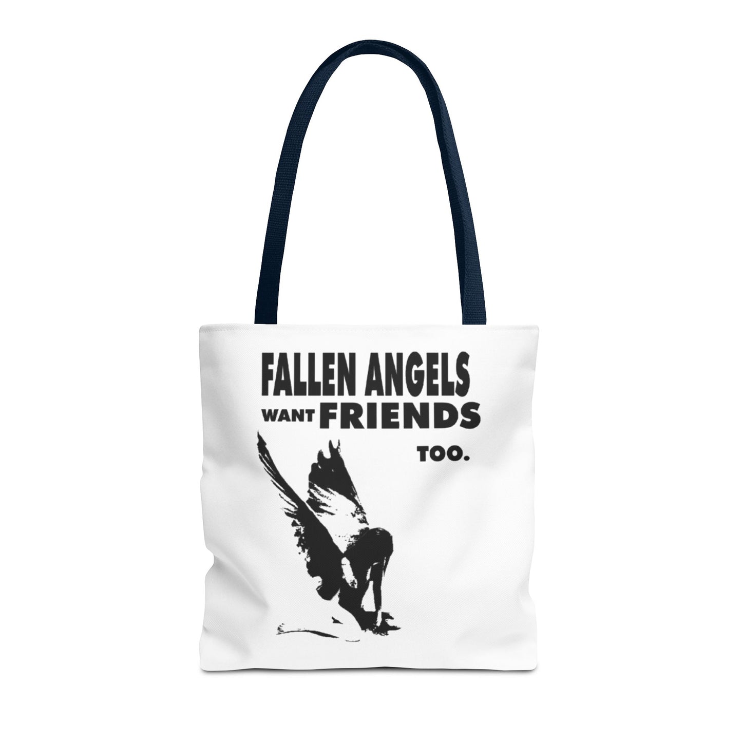Stylish AOP Tote Bag - Unique Bird Design, Fallen Angels Quote, Perfect Gift for Nature Lovers, Trendy Shopping Bag