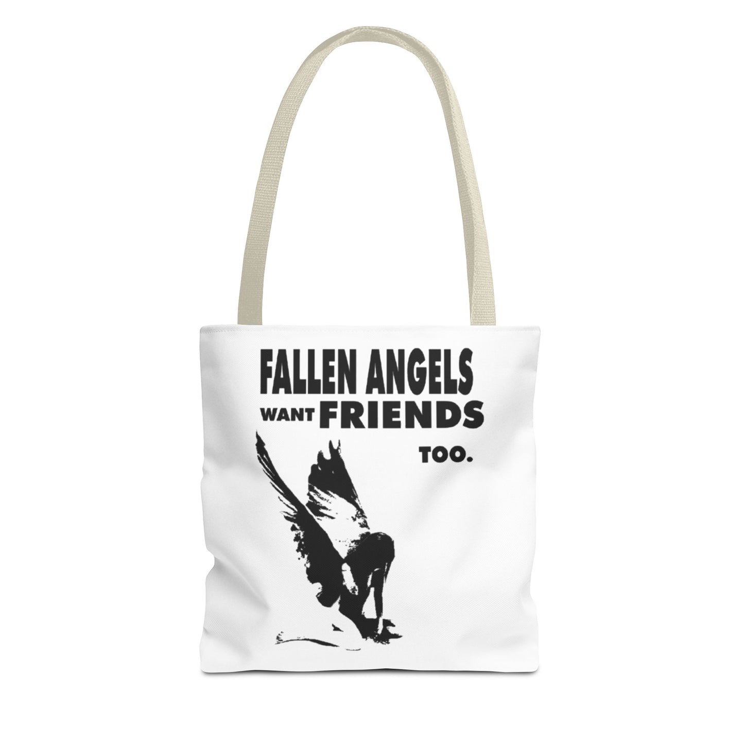 Stylish AOP Tote Bag - Unique Bird Design, Fallen Angels Quote, Perfect Gift for Nature Lovers, Trendy Shopping Bag