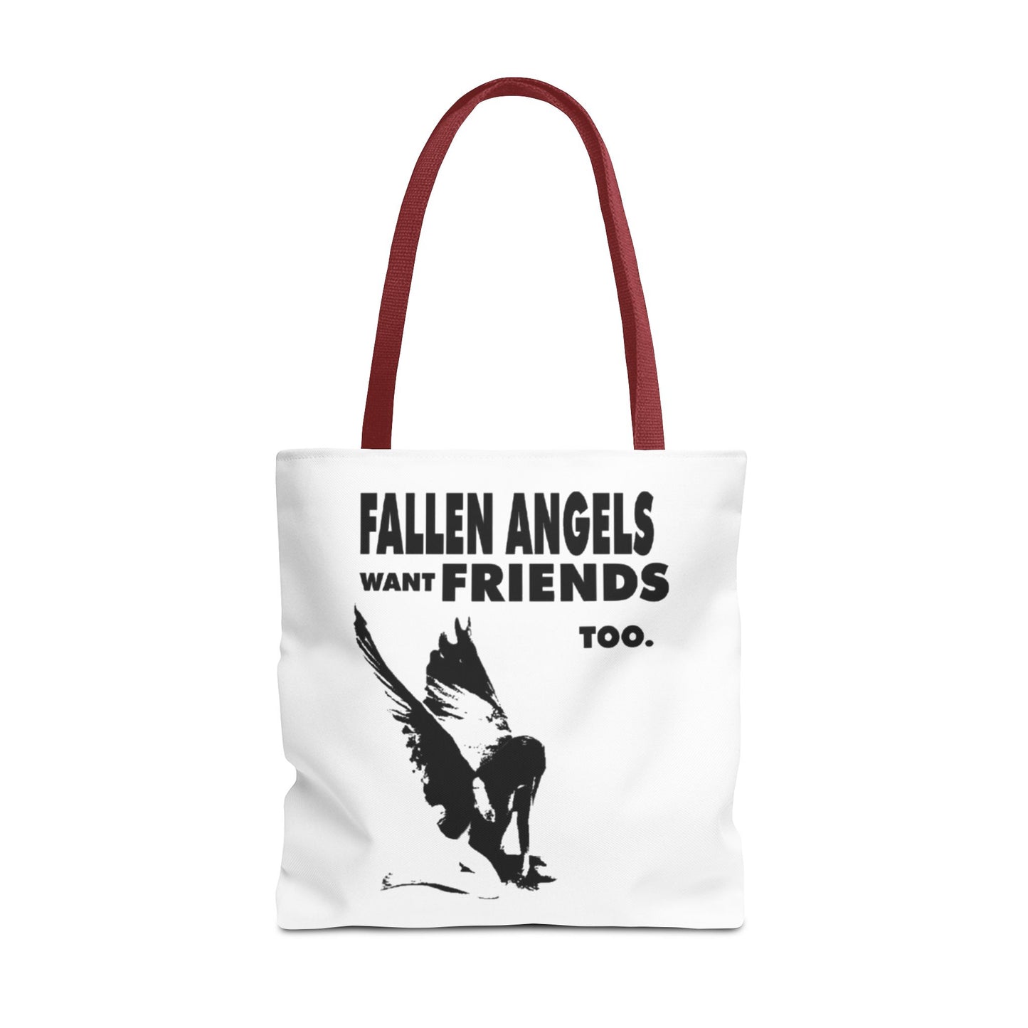 Stylish AOP Tote Bag - Unique Bird Design, Fallen Angels Quote, Perfect Gift for Nature Lovers, Trendy Shopping Bag