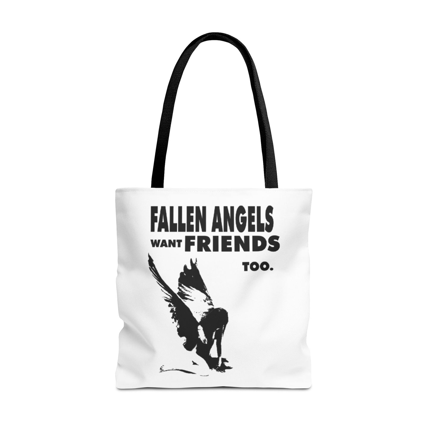 Stylish AOP Tote Bag - Unique Bird Design, Fallen Angels Quote, Perfect Gift for Nature Lovers, Trendy Shopping Bag