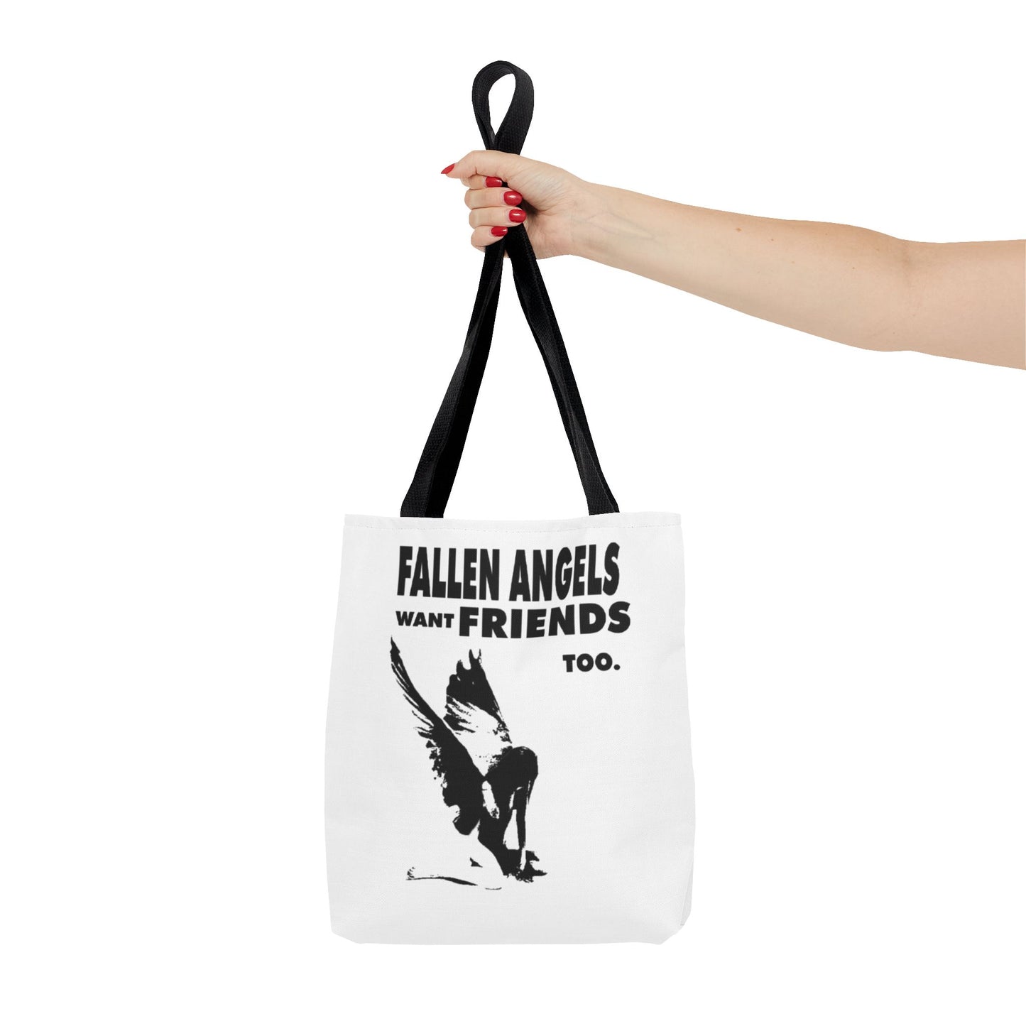 Stylish AOP Tote Bag - Unique Bird Design, Fallen Angels Quote, Perfect Gift for Nature Lovers, Trendy Shopping Bag