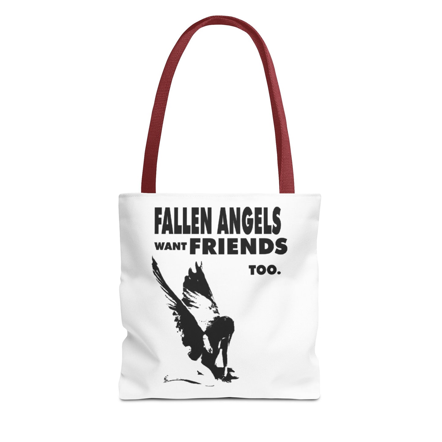 Stylish AOP Tote Bag - Unique Bird Design, Fallen Angels Quote, Perfect Gift for Nature Lovers, Trendy Shopping Bag