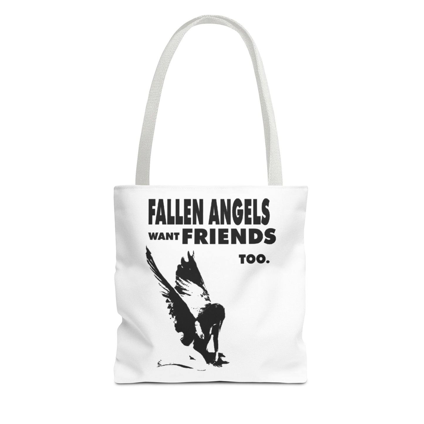 Stylish AOP Tote Bag - Unique Bird Design, Fallen Angels Quote, Perfect Gift for Nature Lovers, Trendy Shopping Bag