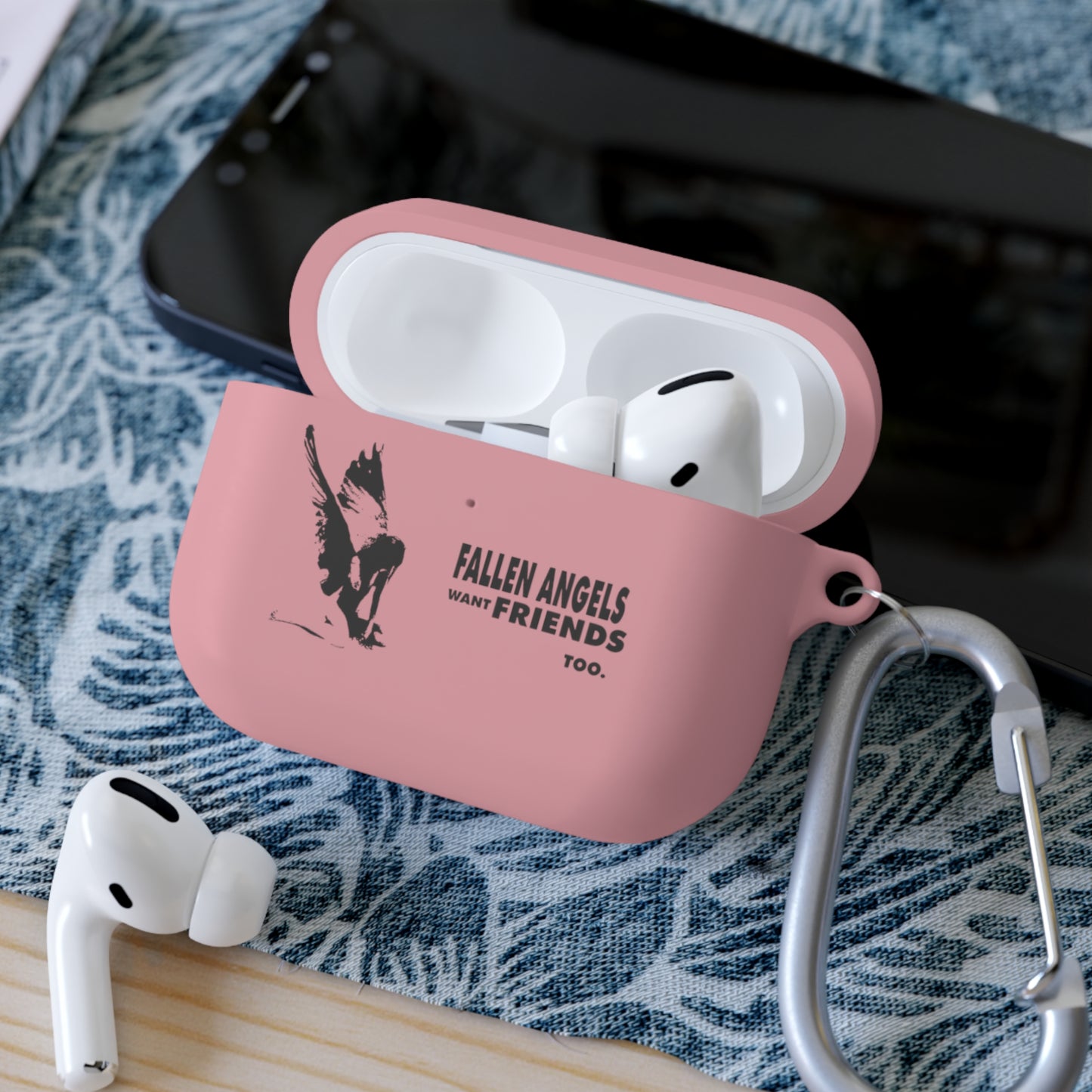 Fallen Angels AirPods Case Cover, Bird Design, Soft Silicone Protector, Unique Gift, Trendy Accessory for Music Lovers