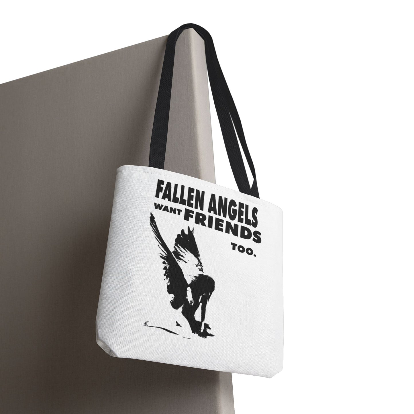 Stylish AOP Tote Bag - Unique Bird Design, Fallen Angels Quote, Perfect Gift for Nature Lovers, Trendy Shopping Bag