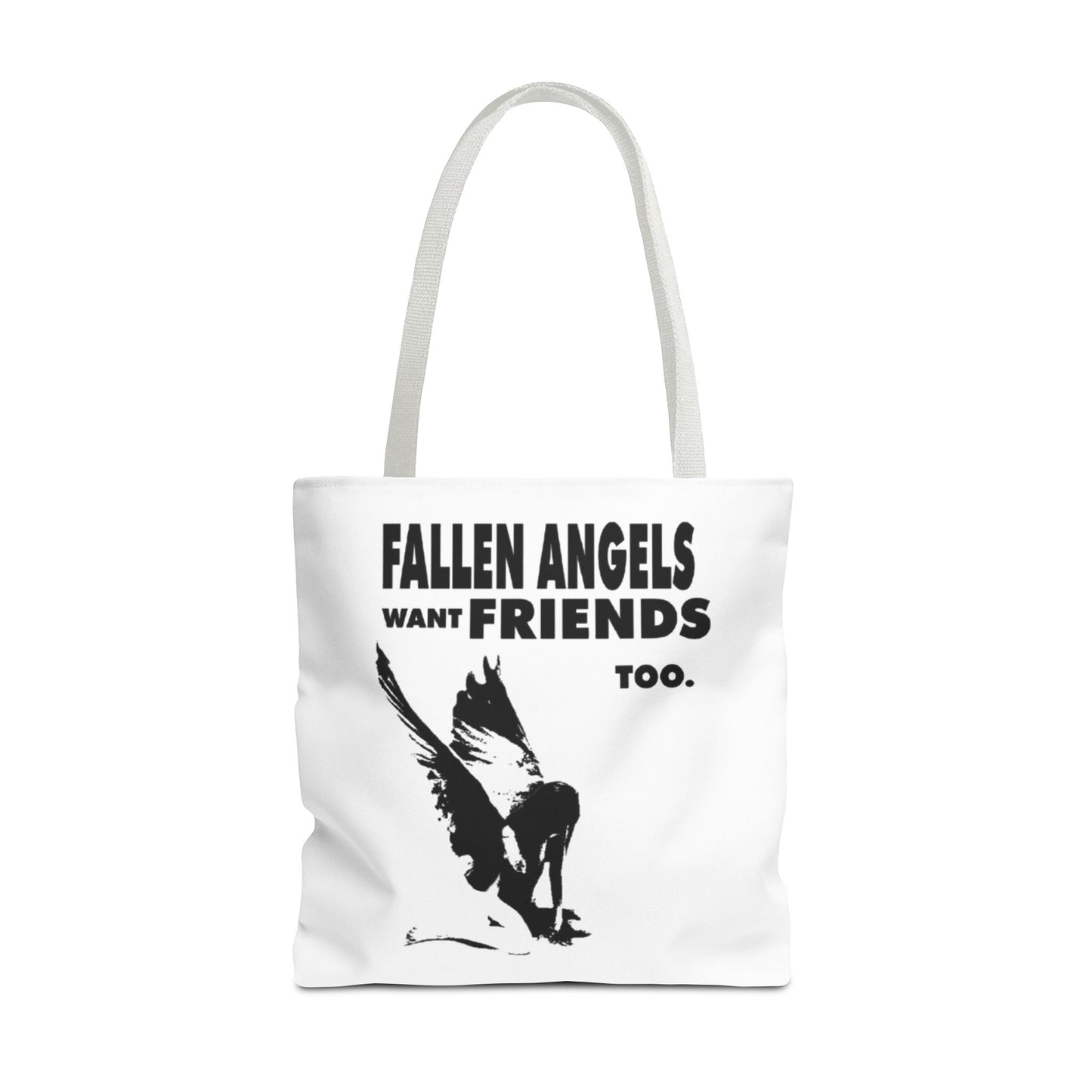 Stylish AOP Tote Bag - Unique Bird Design, Fallen Angels Quote, Perfect Gift for Nature Lovers, Trendy Shopping Bag