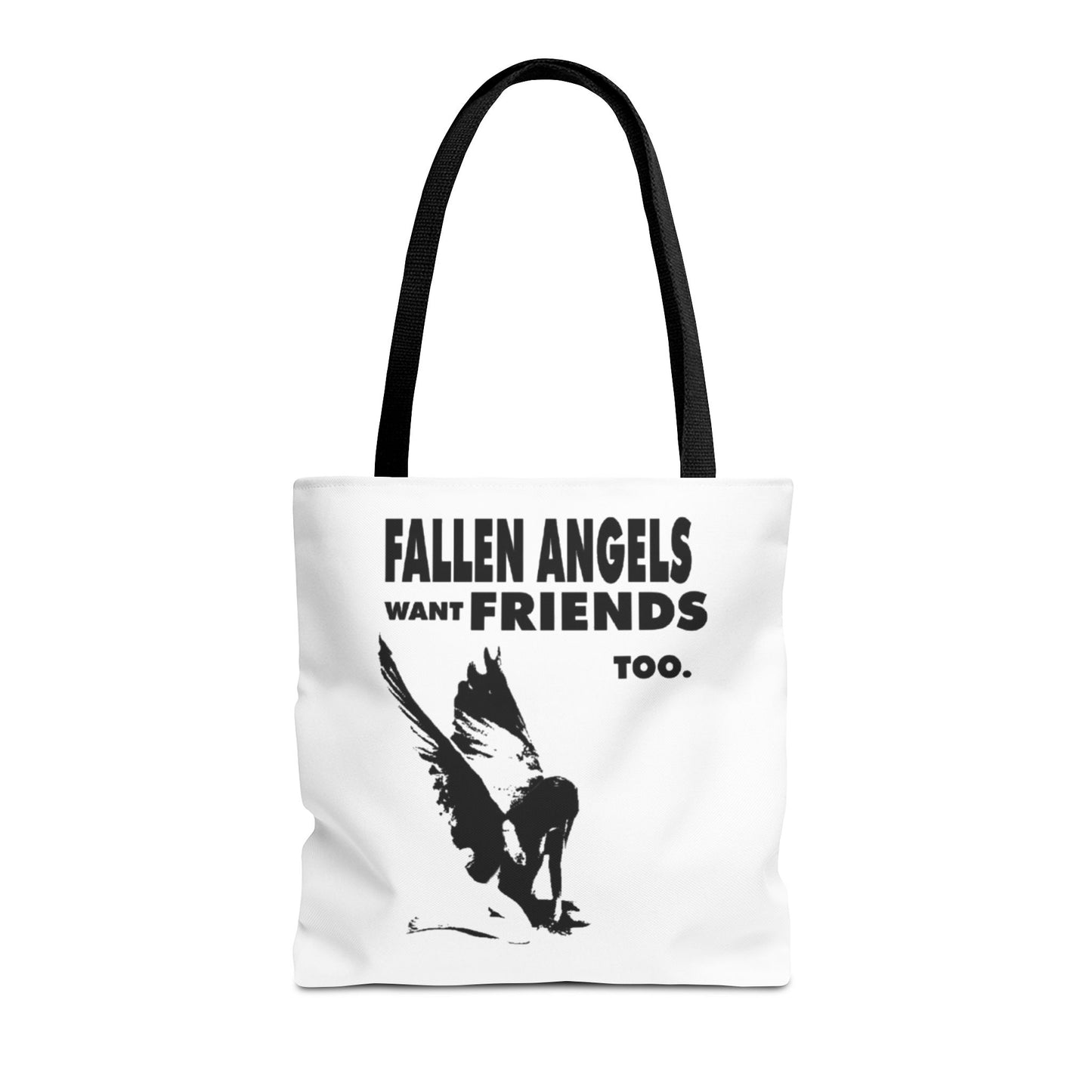 Stylish AOP Tote Bag - Unique Bird Design, Fallen Angels Quote, Perfect Gift for Nature Lovers, Trendy Shopping Bag