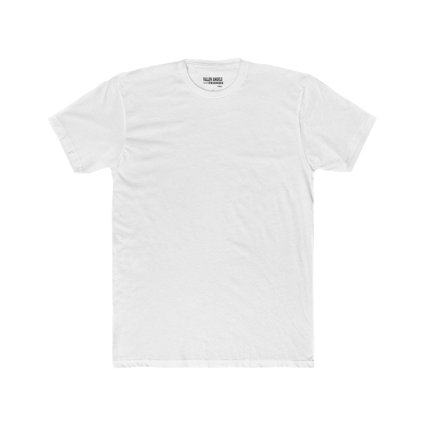 Stylish Graphic Tee with 'fallen angels want friends too' Design, Unisex Crew Shirt, Trendy Casual Wear, Perfect for Street Style, Gift for Music Lovers