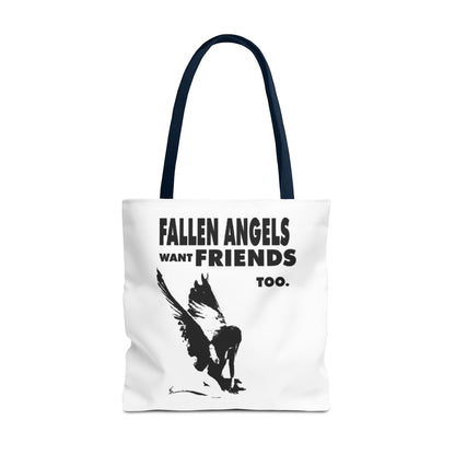 Stylish AOP Tote Bag - Unique Bird Design, Fallen Angels Quote, Perfect Gift for Nature Lovers, Trendy Shopping Bag