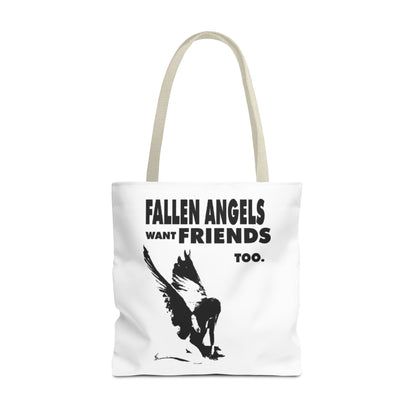 Stylish AOP Tote Bag - Unique Bird Design, Fallen Angels Quote, Perfect Gift for Nature Lovers, Trendy Shopping Bag