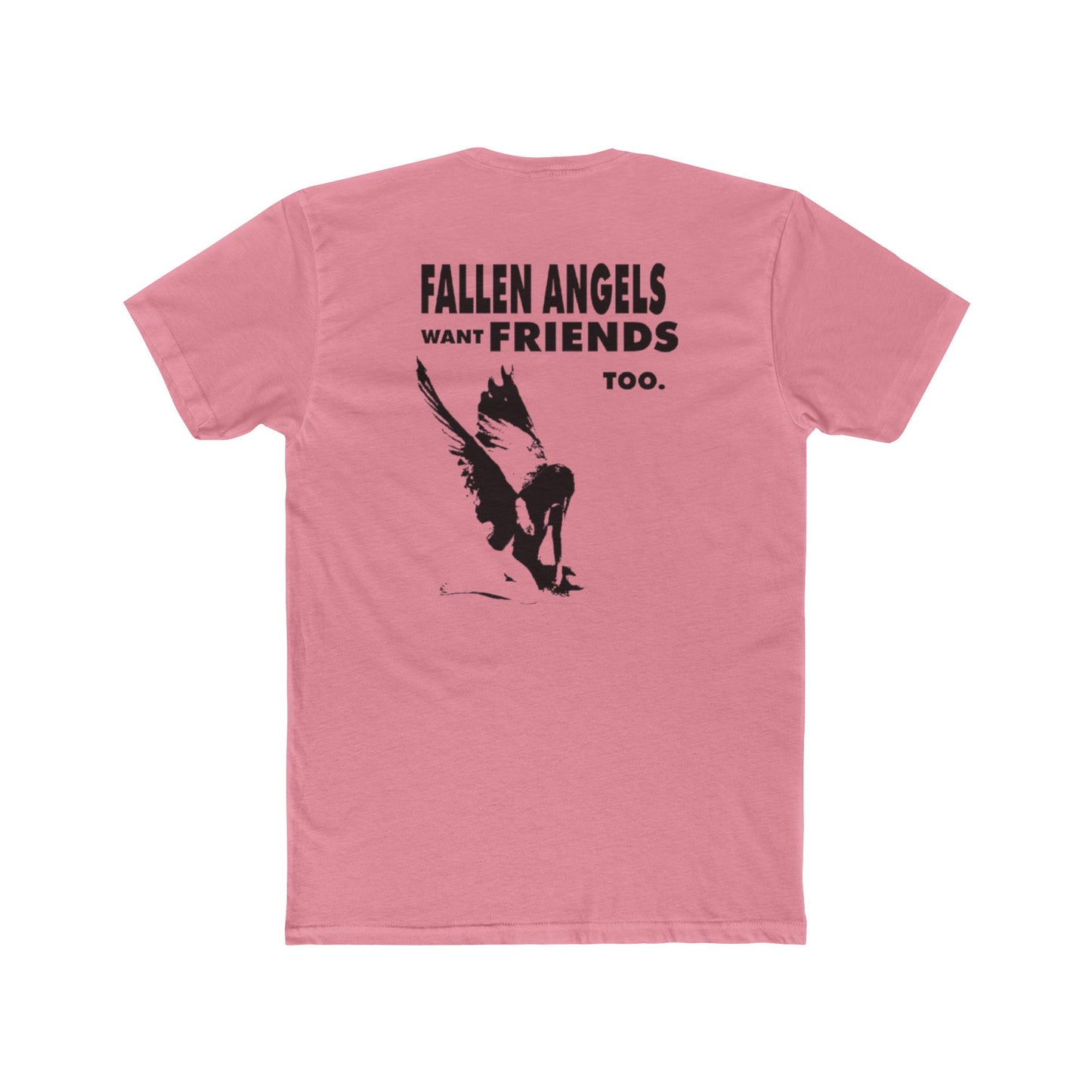 Stylish Graphic Tee with 'fallen angels want friends too' Design, Unisex Crew Shirt, Trendy Casual Wear, Perfect for Street Style, Gift for Music Lovers