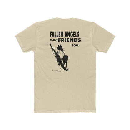 Stylish Graphic Tee with 'fallen angels want friends too' Design, Unisex Crew Shirt, Trendy Casual Wear, Perfect for Street Style, Gift for Music Lovers