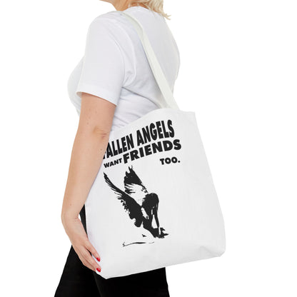 Stylish AOP Tote Bag - Unique Bird Design, Fallen Angels Quote, Perfect Gift for Nature Lovers, Trendy Shopping Bag