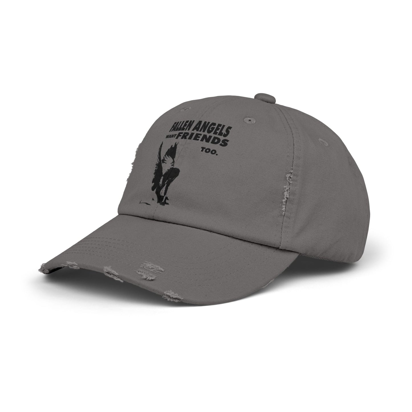 Unisex Distressed Cap with Graphic Design, Trendy Hat, Casual Accessories for Friends, Pet Lovers, Everyday Wear, Unique Gift Idea