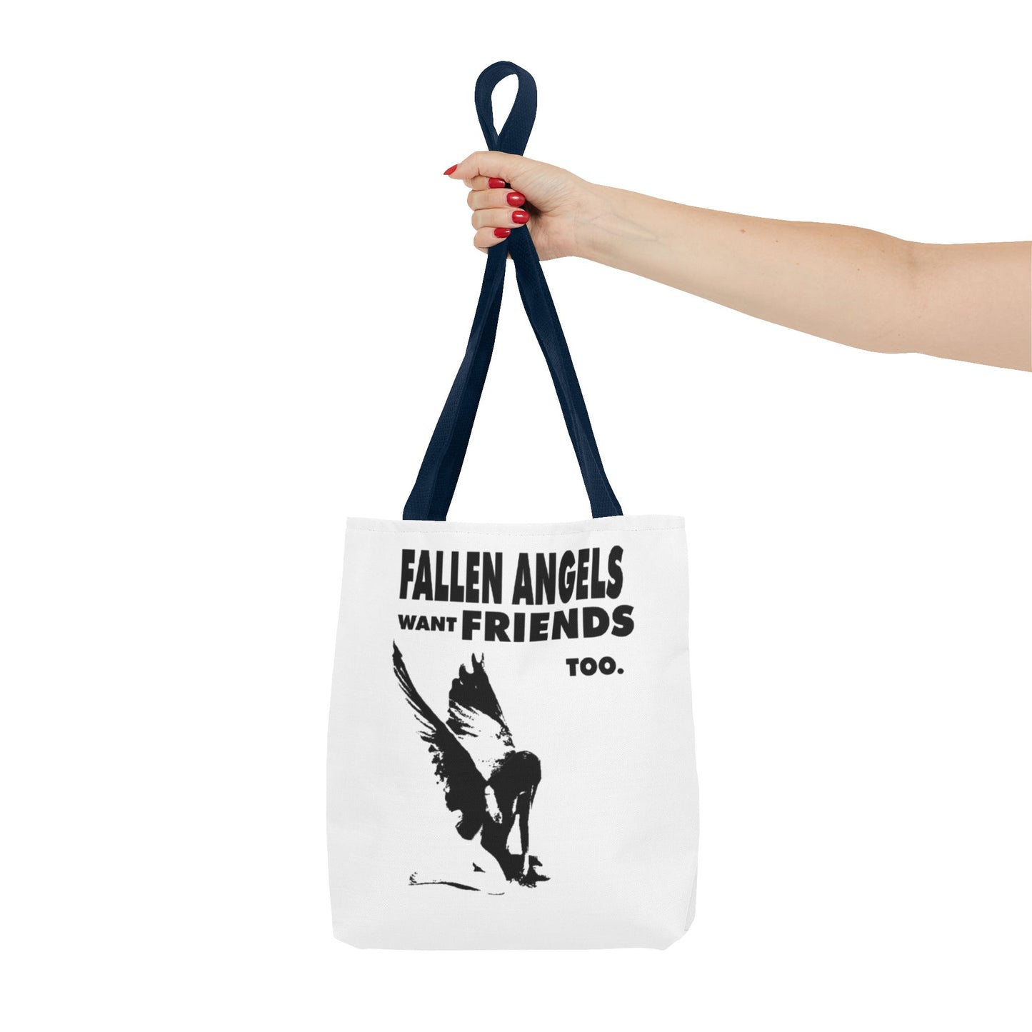 Stylish AOP Tote Bag - Unique Bird Design, Fallen Angels Quote, Perfect Gift for Nature Lovers, Trendy Shopping Bag