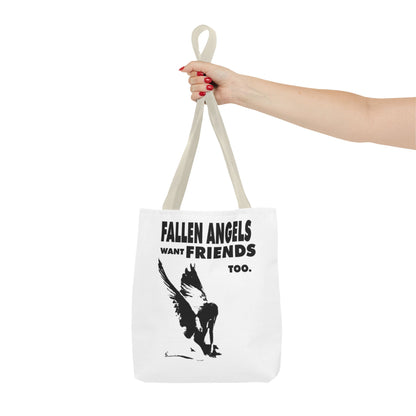 Stylish AOP Tote Bag - Unique Bird Design, Fallen Angels Quote, Perfect Gift for Nature Lovers, Trendy Shopping Bag