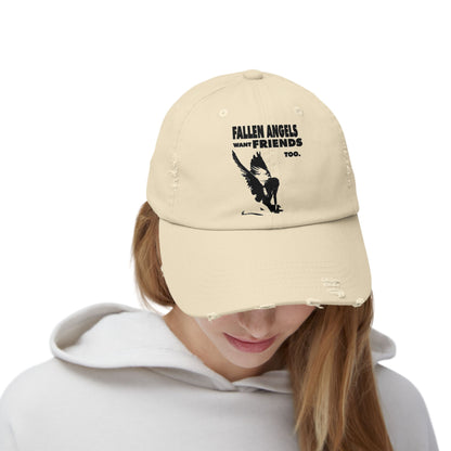Unisex Distressed Cap with Graphic Design, Trendy Hat, Casual Accessories for Friends, Pet Lovers, Everyday Wear, Unique Gift Idea