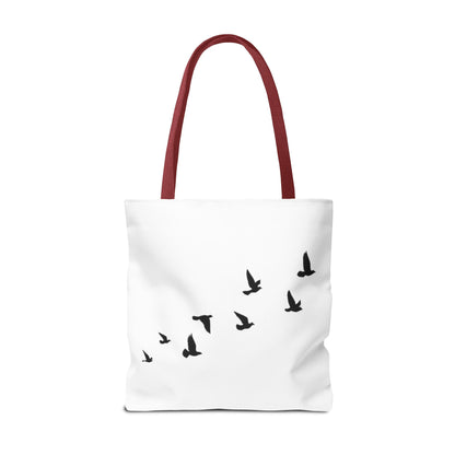 Stylish AOP Tote Bag - Unique Bird Design, Fallen Angels Quote, Perfect Gift for Nature Lovers, Trendy Shopping Bag