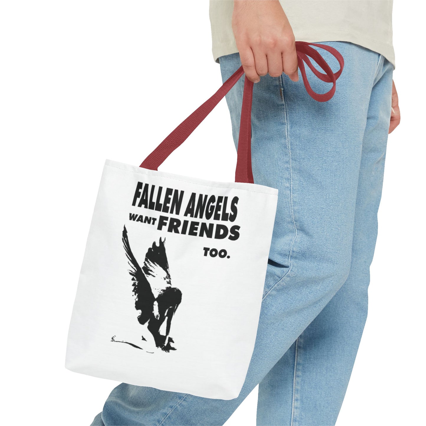 Stylish AOP Tote Bag - Unique Bird Design, Fallen Angels Quote, Perfect Gift for Nature Lovers, Trendy Shopping Bag