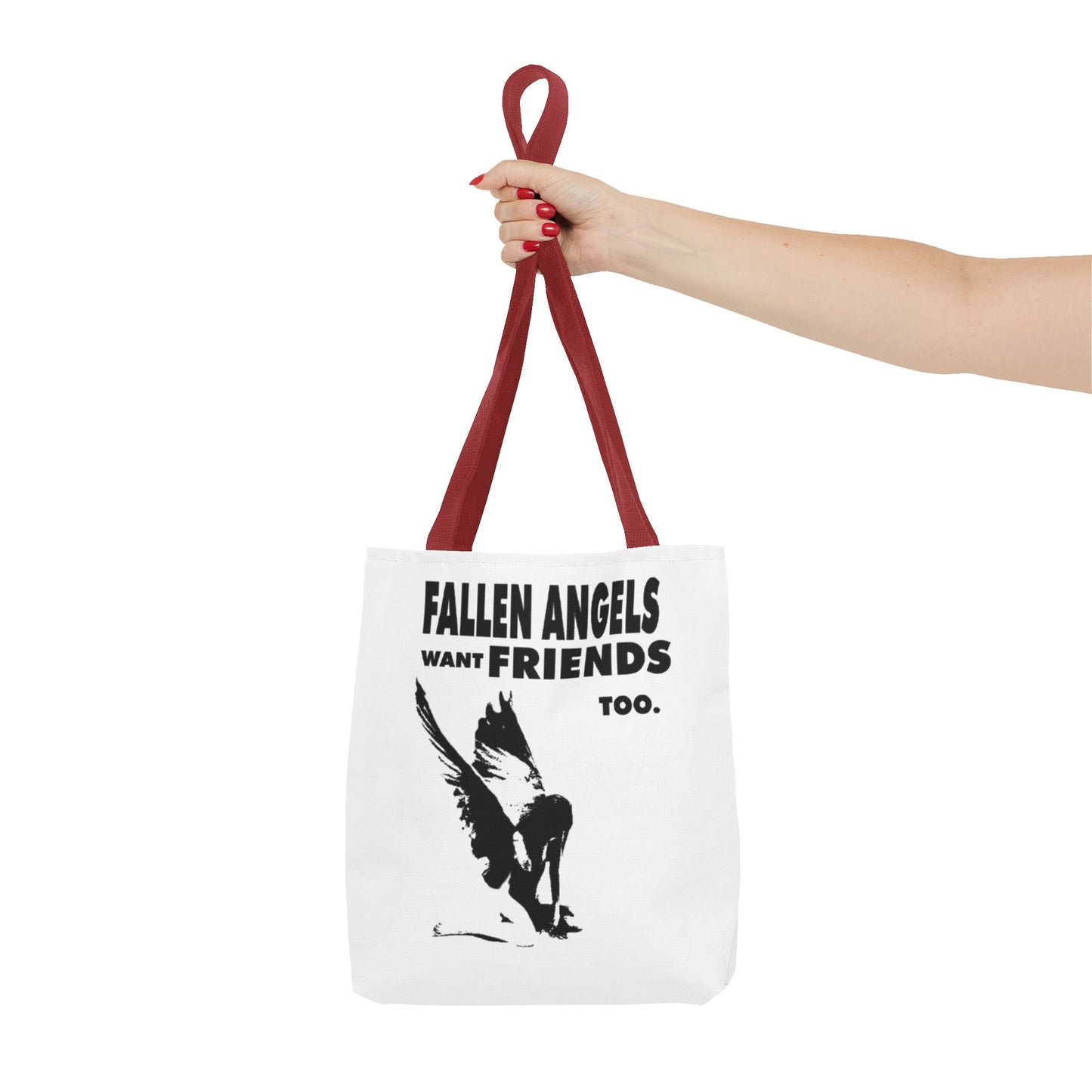 Stylish AOP Tote Bag - Unique Bird Design, Fallen Angels Quote, Perfect Gift for Nature Lovers, Trendy Shopping Bag