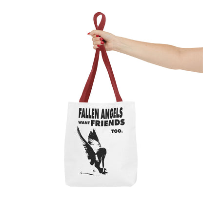Stylish AOP Tote Bag - Unique Bird Design, Fallen Angels Quote, Perfect Gift for Nature Lovers, Trendy Shopping Bag