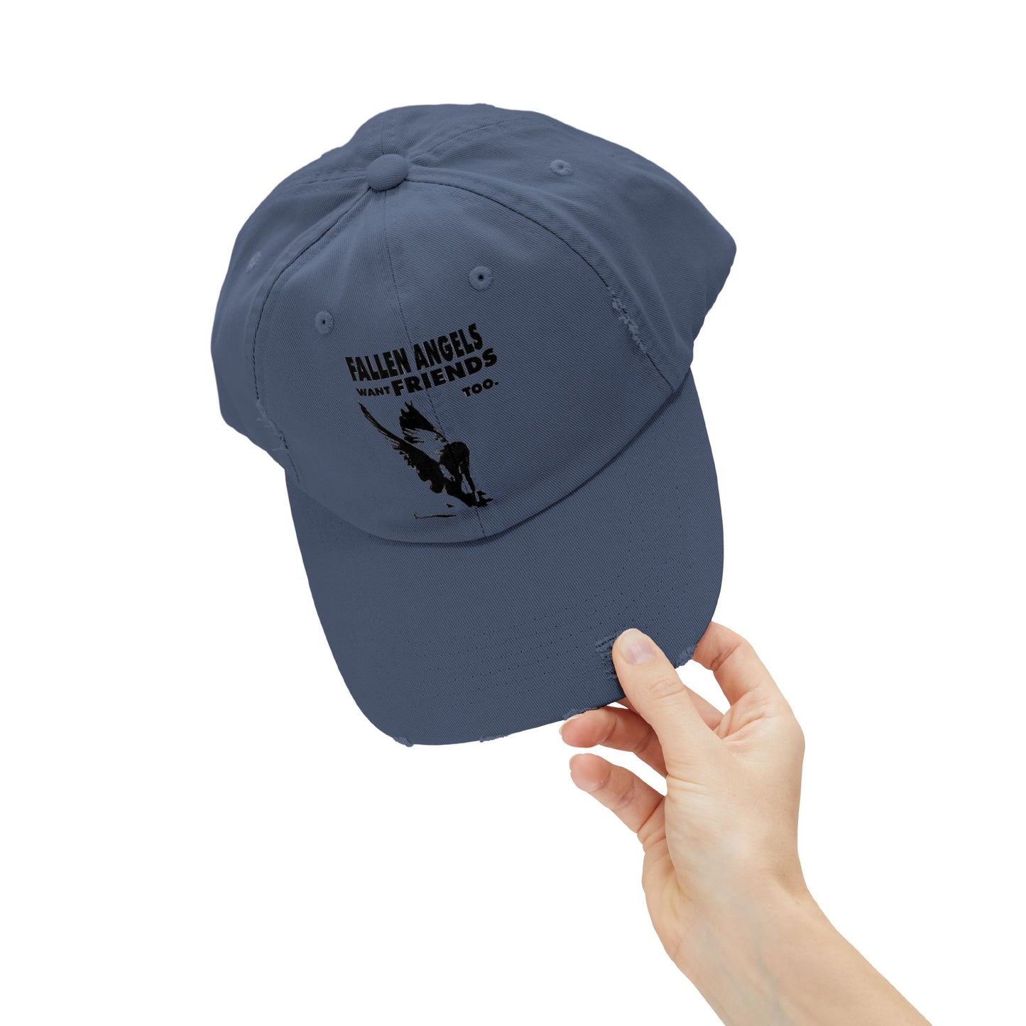 Unisex Distressed Cap with Graphic Design, Trendy Hat, Casual Accessories for Friends, Pet Lovers, Everyday Wear, Unique Gift Idea