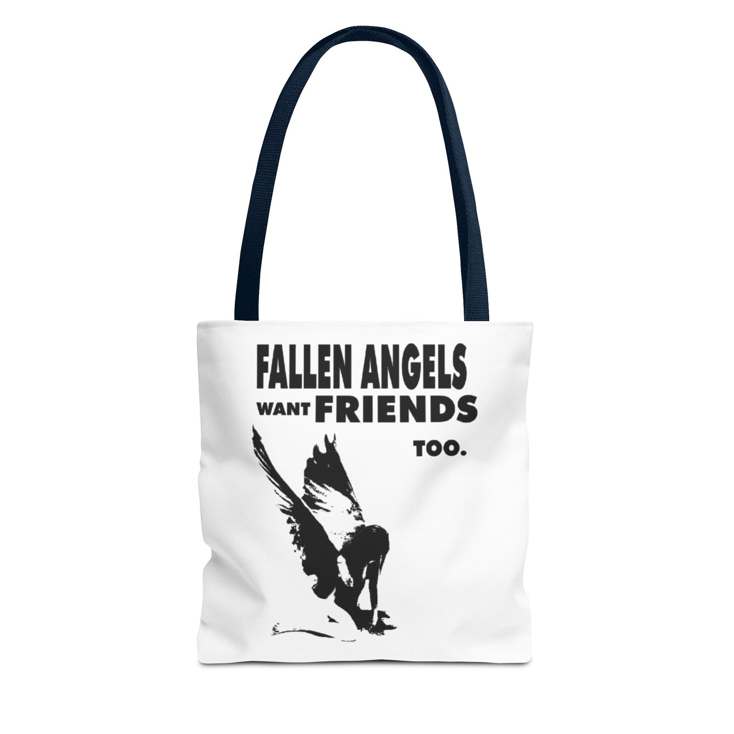 Stylish AOP Tote Bag - Unique Bird Design, Fallen Angels Quote, Perfect Gift for Nature Lovers, Trendy Shopping Bag