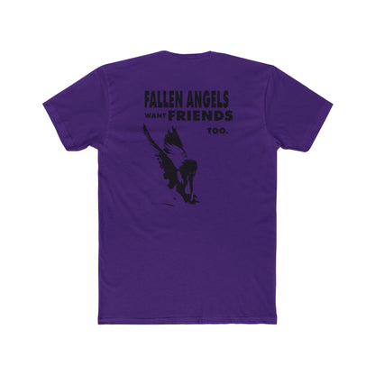 Stylish Graphic Tee with 'fallen angels want friends too' Design, Unisex Crew Shirt, Trendy Casual Wear, Perfect for Street Style, Gift for Music Lovers
