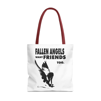 Stylish AOP Tote Bag - Unique Bird Design, Fallen Angels Quote, Perfect Gift for Nature Lovers, Trendy Shopping Bag