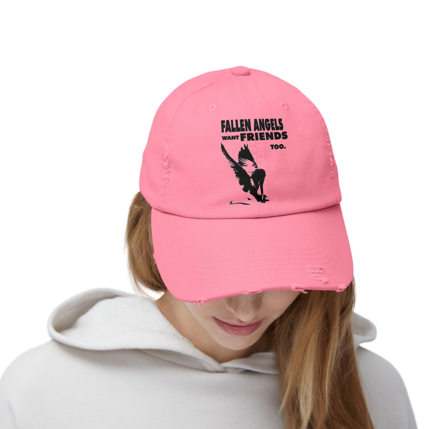 Unisex Distressed Cap with Graphic Design, Trendy Hat, Casual Accessories for Friends, Pet Lovers, Everyday Wear, Unique Gift Idea