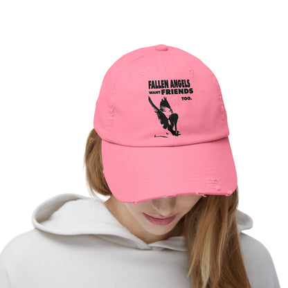 Unisex Distressed Cap with Graphic Design, Trendy Hat, Casual Accessories for Friends, Pet Lovers, Everyday Wear, Unique Gift Idea
