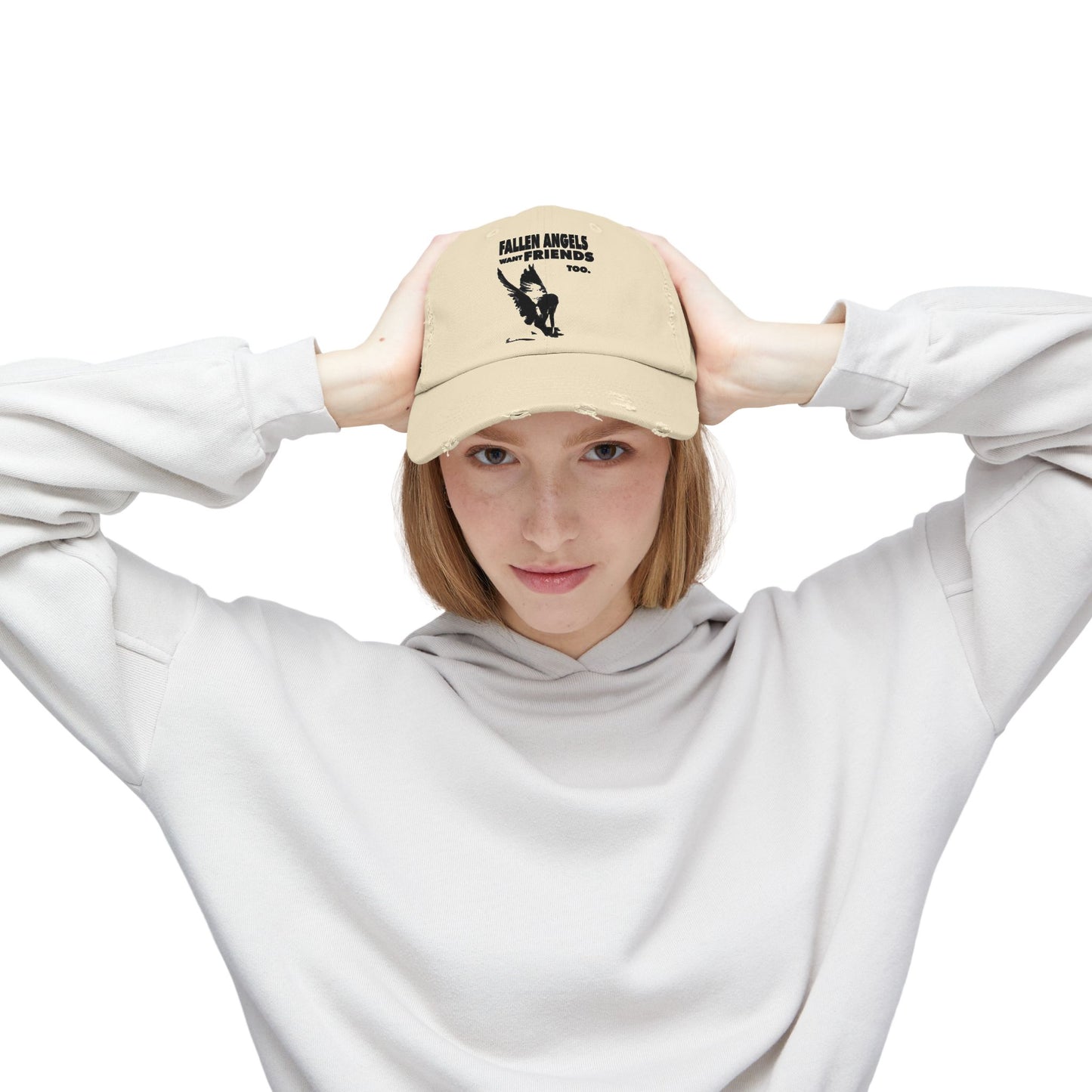 Unisex Distressed Cap with Graphic Design, Trendy Hat, Casual Accessories for Friends, Pet Lovers, Everyday Wear, Unique Gift Idea
