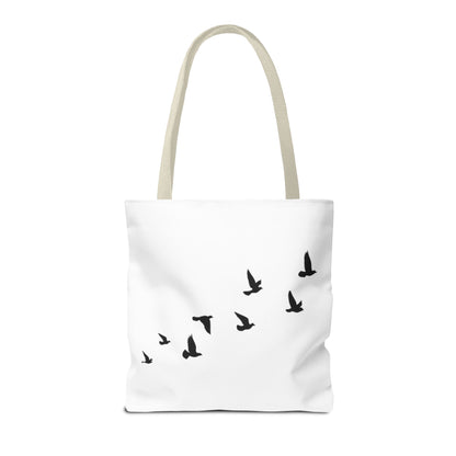 Stylish AOP Tote Bag - Unique Bird Design, Fallen Angels Quote, Perfect Gift for Nature Lovers, Trendy Shopping Bag