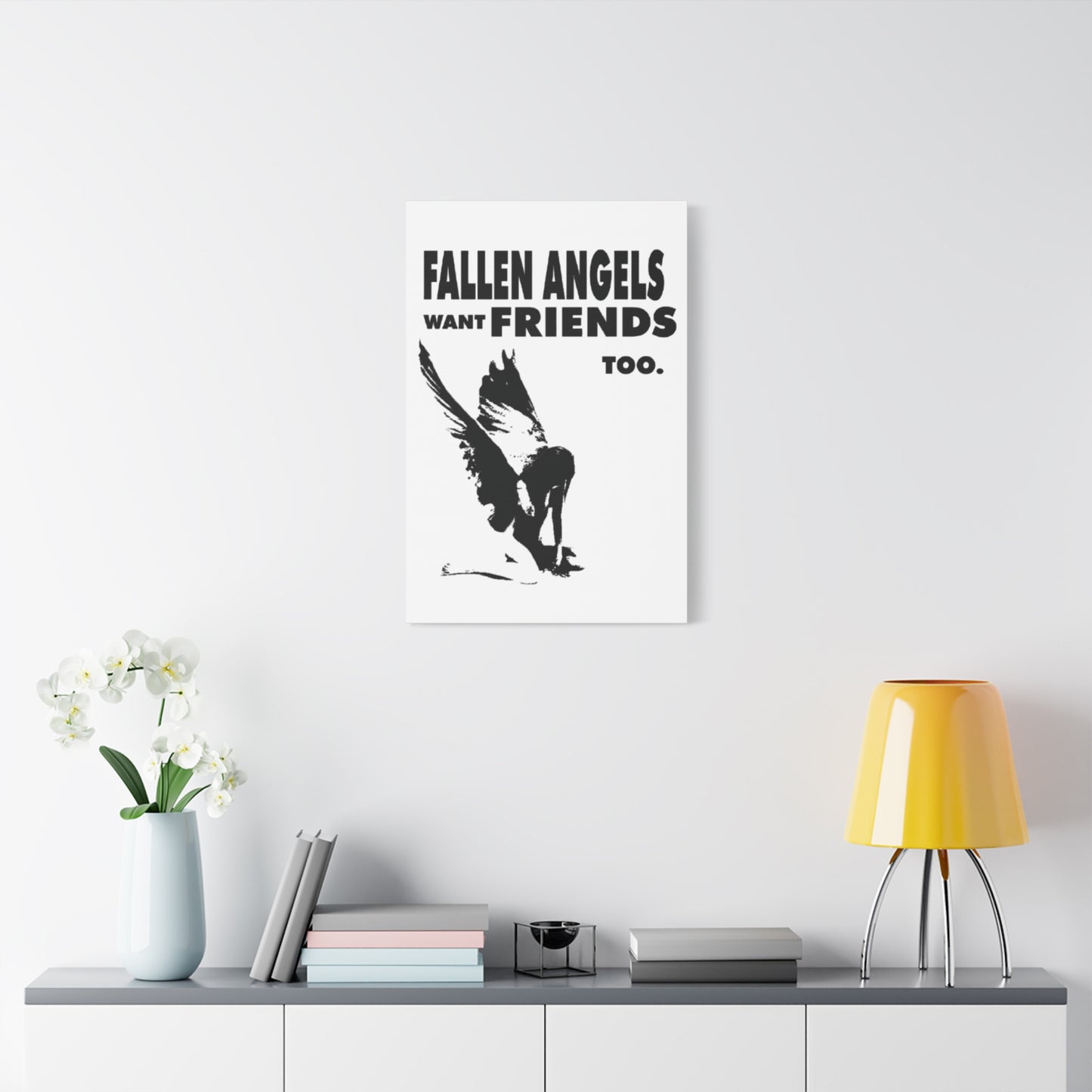 Fallen Angels Canvas Print, Wall Art Decor for Friends, Inspiration Gift, Home Aesthetic, Unique Angel Artwork