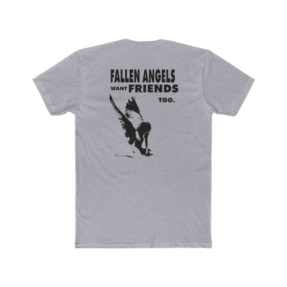 Stylish Graphic Tee with 'fallen angels want friends too' Design, Unisex Crew Shirt, Trendy Casual Wear, Perfect for Street Style, Gift for Music Lovers