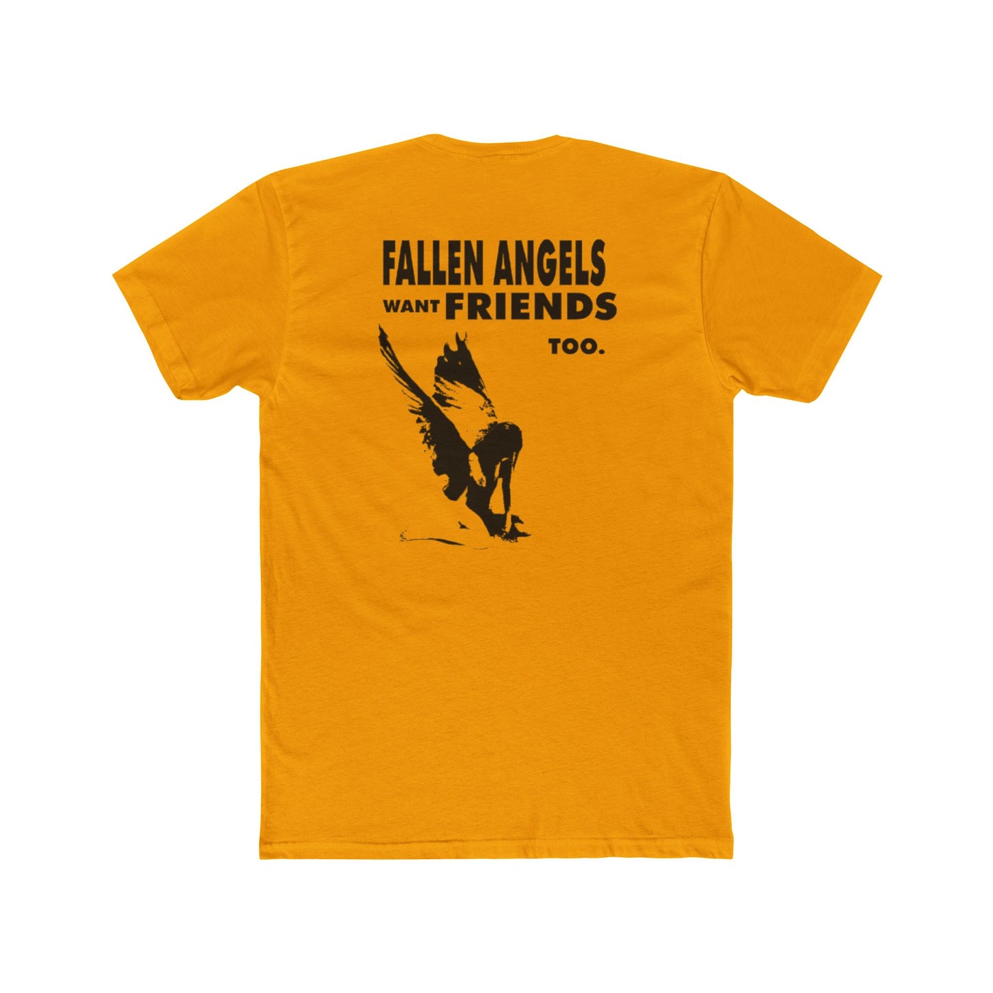 Stylish Graphic Tee with 'fallen angels want friends too' Design, Unisex Crew Shirt, Trendy Casual Wear, Perfect for Street Style, Gift for Music Lovers