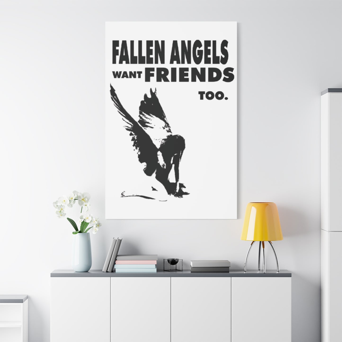 Fallen Angels Canvas Print, Wall Art Decor for Friends, Inspiration Gift, Home Aesthetic, Unique Angel Artwork