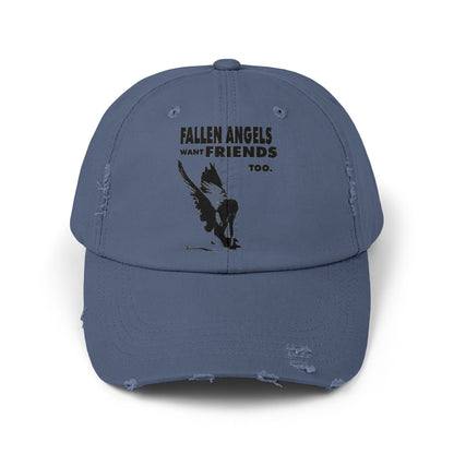 Unisex Distressed Cap with Graphic Design, Trendy Hat, Casual Accessories for Friends, Pet Lovers, Everyday Wear, Unique Gift Idea