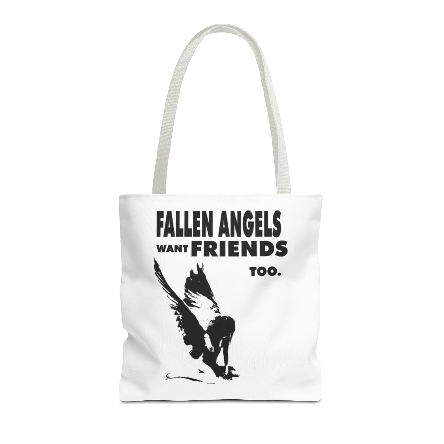 Stylish AOP Tote Bag - Unique Bird Design, Fallen Angels Quote, Perfect Gift for Nature Lovers, Trendy Shopping Bag