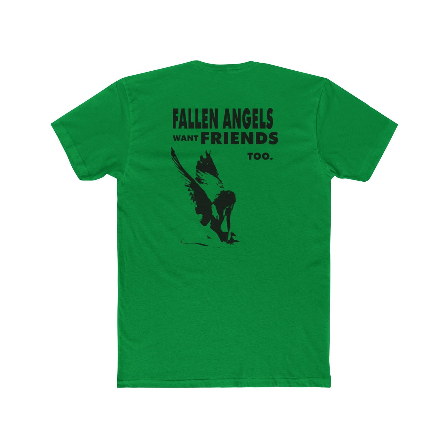 Stylish Graphic Tee with 'fallen angels want friends too' Design, Unisex Crew Shirt, Trendy Casual Wear, Perfect for Street Style, Gift for Music Lovers