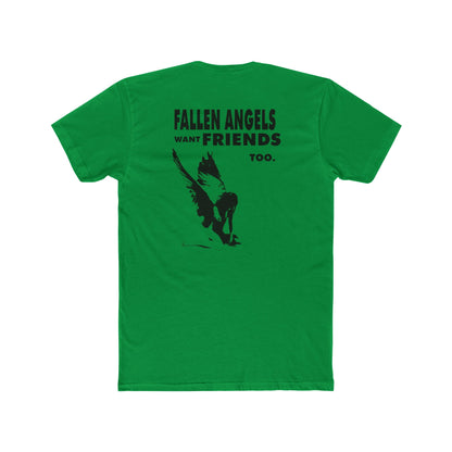 Stylish Graphic Tee with 'fallen angels want friends too' Design, Unisex Crew Shirt, Trendy Casual Wear, Perfect for Street Style, Gift for Music Lovers