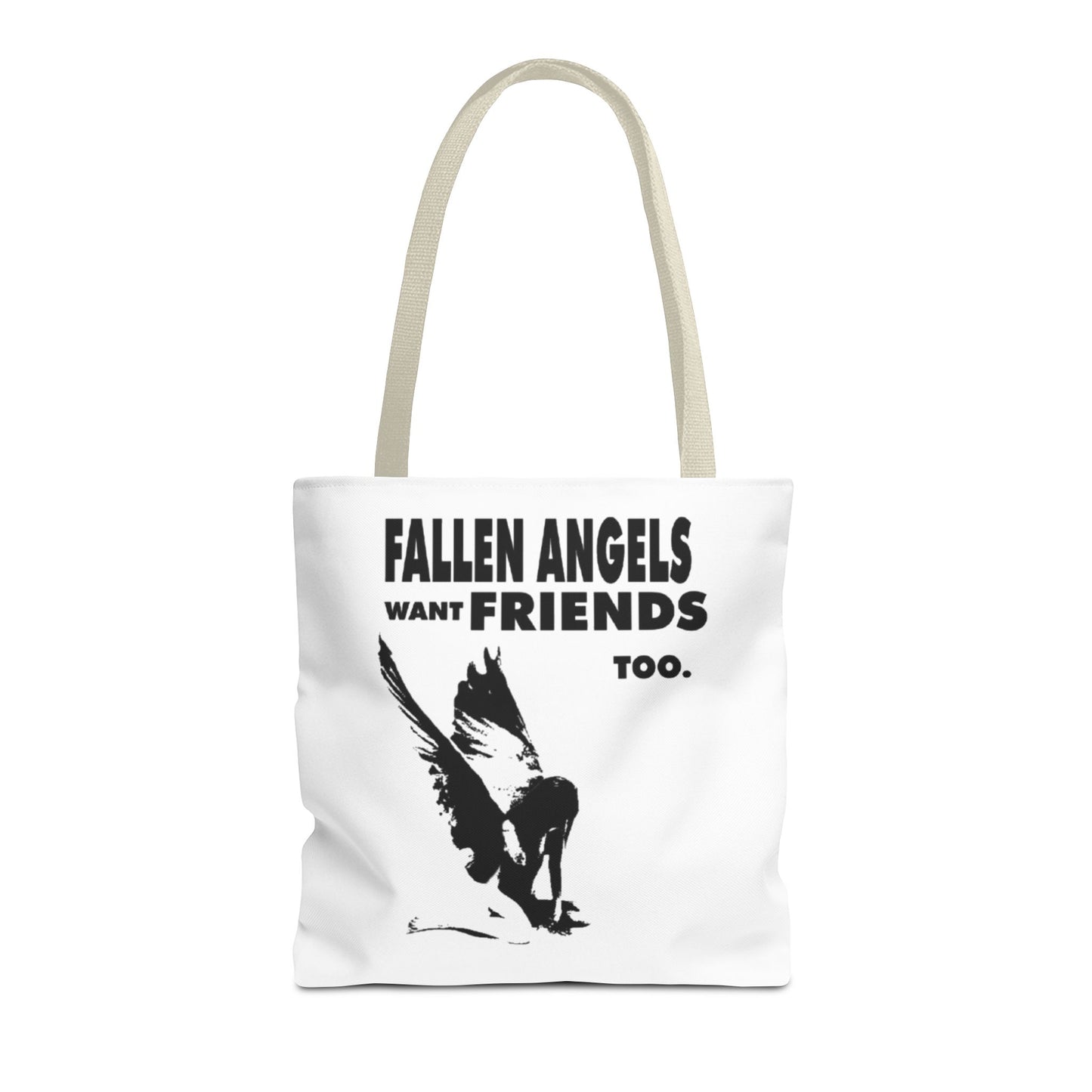 Stylish AOP Tote Bag - Unique Bird Design, Fallen Angels Quote, Perfect Gift for Nature Lovers, Trendy Shopping Bag