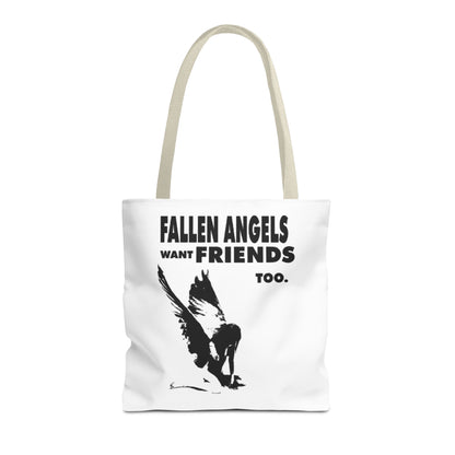 Stylish AOP Tote Bag - Unique Bird Design, Fallen Angels Quote, Perfect Gift for Nature Lovers, Trendy Shopping Bag