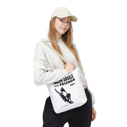 Stylish AOP Tote Bag - Unique Bird Design, Fallen Angels Quote, Perfect Gift for Nature Lovers, Trendy Shopping Bag