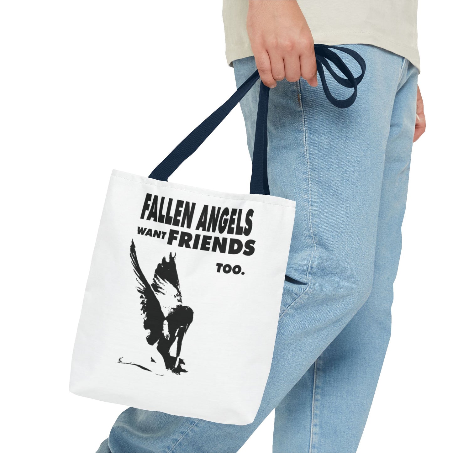 Stylish AOP Tote Bag - Unique Bird Design, Fallen Angels Quote, Perfect Gift for Nature Lovers, Trendy Shopping Bag